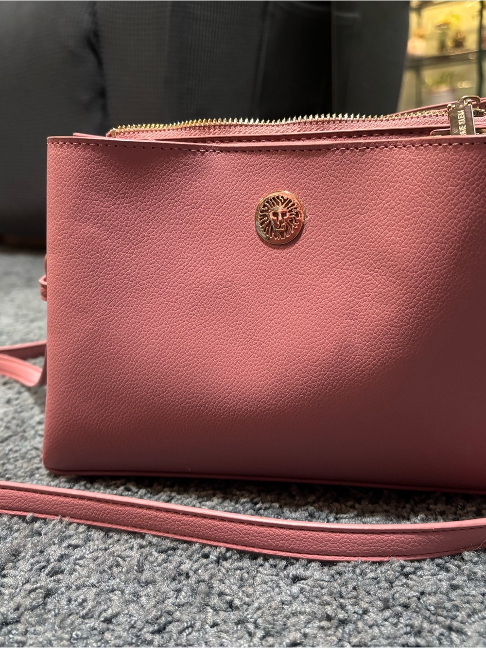 Anne Klein Pink Crossbody Bag with Gold Accent